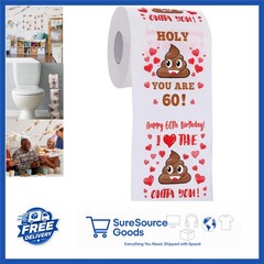 60th Birthday Decorations Toilet Paper 3-Ply 250 Sheets Funny Gag Gift
