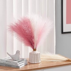 Serwalin Pampas Grass Pink Decor 17.7 17 Inch 6 Pcs, A Blush & Cream &