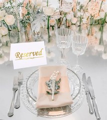 10 Pack Gold Foil Reserved Table Signs for Wedding and Restaurant – Double Si…