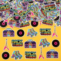 200 PCS I Love 80s Retro Confetti Back To 80s Birthday Party Decor Supplies