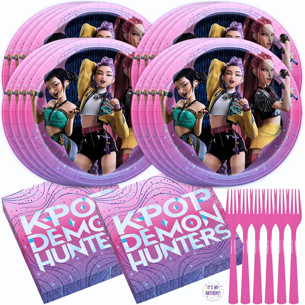Kpop Demon Hunters Birthday Decorations | Kpop Demon Hunters Plates and Napkins,