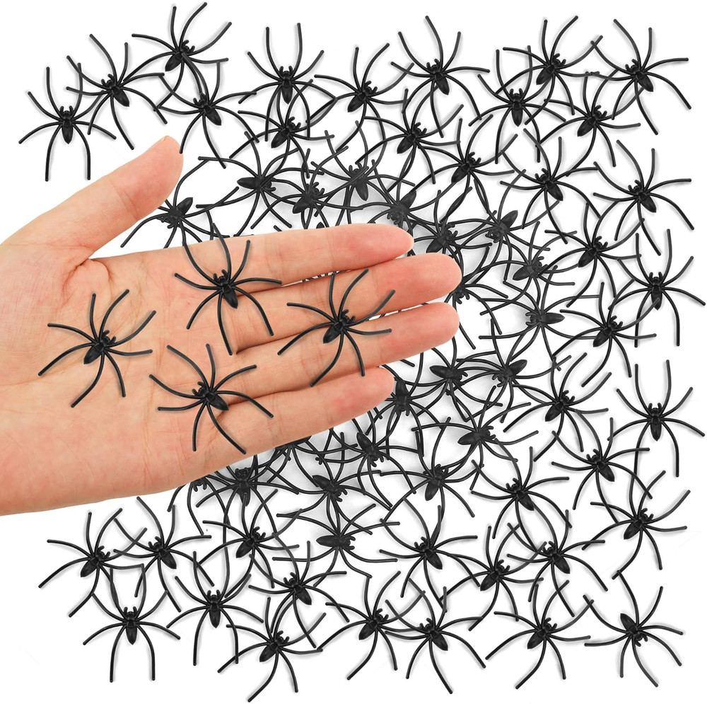 120 Pcs Plastic Fake Spiders Realistic Small Spiders Prank Props Party Decor
