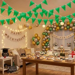 64ft Green Triangle Pennant Banner Flag Metallic Bunting Garland for Hanging …