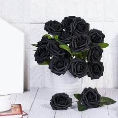 1Box Realistic Latex Foam Roses with Stems and Leaves for DIY Flower Arrangement