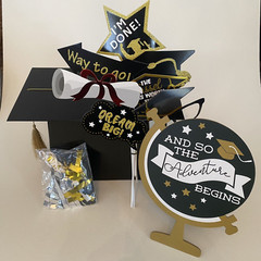 Spritz Graduation Card Box Black with Gold Tassel Photo Props Table Party Decor