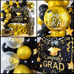 2026 Graduation Decorations Class of 2026 Black and Gold Congrats Grad Balloons,