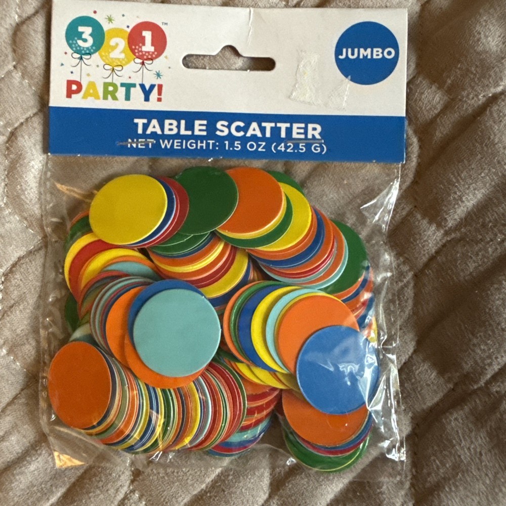 321 Party! Jumbo Table Scatter Multicolor Plastic Confetti Party 1.5oz
