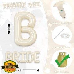 BRIDE Balloons Bachelorette Party Decorations, 40 Inch Cream Beige Bride Lett…