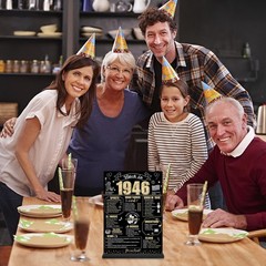 Black Gold 80th Birthday Decorations Back 5.9 x 8.3 inches,