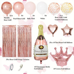 Rose Gold Birthday Party Decorations Kit for Women Girls, Foil Confetti Rose Gol