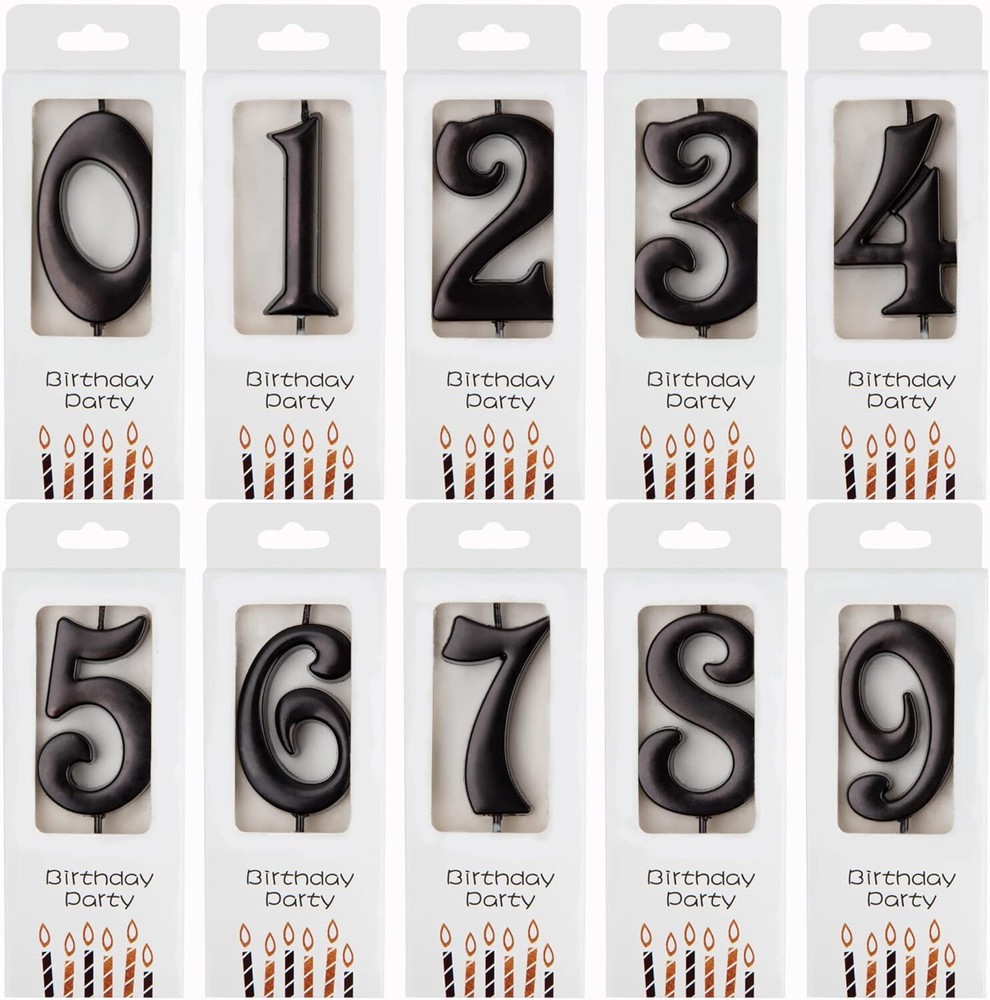 PHD CAKE 10-Count 0-9 Black Number Birthday Candles, One