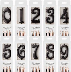 PHD CAKE 10-Count 0-9 Black Number Birthday Candles, One