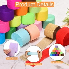 Brown Crepe Paper Streamers Sheets 2 Roll 1.8 Inch x 82 Ft Party Decoration