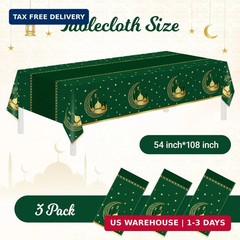 Childom 3 Pack Ramadan Table Cloth,Ramadan Decorations for Home,54″ x 108″ Eid M