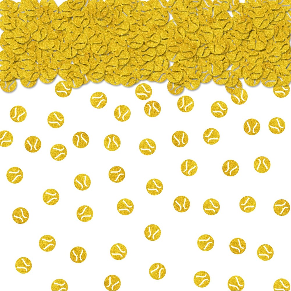 100 PCS Tennis Confetti Gold Glitter Ball Paper Scatters Birthday Decor