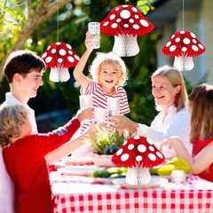 3Pcs Mushroom Honeycomb Decor Shaped Tissue Paper Variety Pack, Red