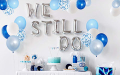 Royal Blue Confetti Latex Balloons, 50Pcs 12 Inch Light Blue Baby Blue and White