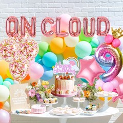 On Cloud 9 ROSE GOLD Balloons Banner On Cloud Nine Birthday Party Decorations…