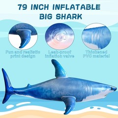 Extra Large Inflatable Shark Pool Toy,79inch Shark Pool Birthday Party Decora…
