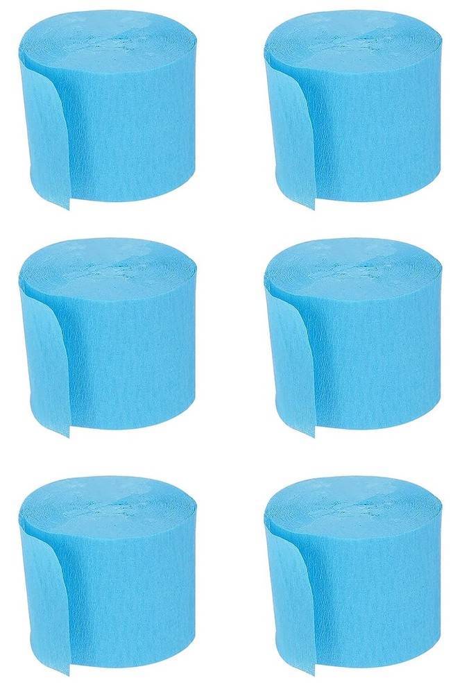 6 PCS Light Blue Crepe Paper Streamers 492ft Rolls Party Birthday Decoration