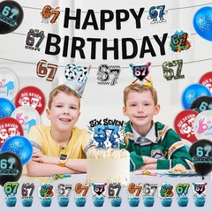 6 7 Decorations, 67 Meme Themed Party Decorations Set Includes Banner, Cake T…