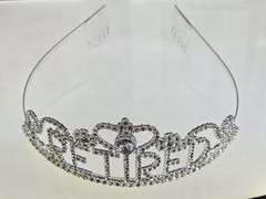 Retired Tiara, Happy Retirement Faux Crystal Rhinestone Bejeweled Crown
