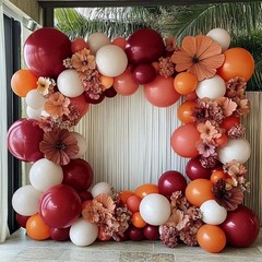 Orange Red Balloon Garland Double Burgundy White Dusty Pink Balloon Arch Kit …