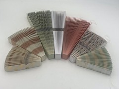 Set 7 Paper Party Fans Hanging Decorations Multi Colors Patterns Foil Sturdy New