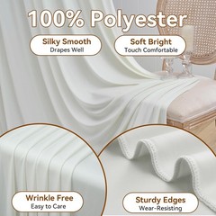 10ft x 15ft Ivory Wrinkle Backdrop Curtains for Parties,Silky Polyester Fabric