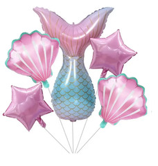 Mermaid Theme Birthday Balloons Mermaid Tail & Shells Foil Balloons 40 inch
