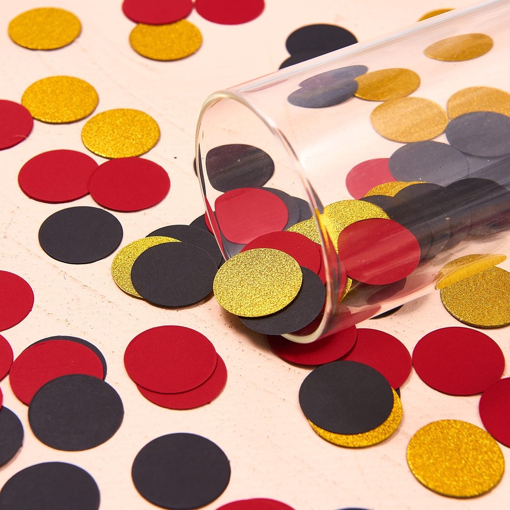 200 PCS Red Black Gold Table Confetti Circle Dots Glitter Party 1.2 Inch