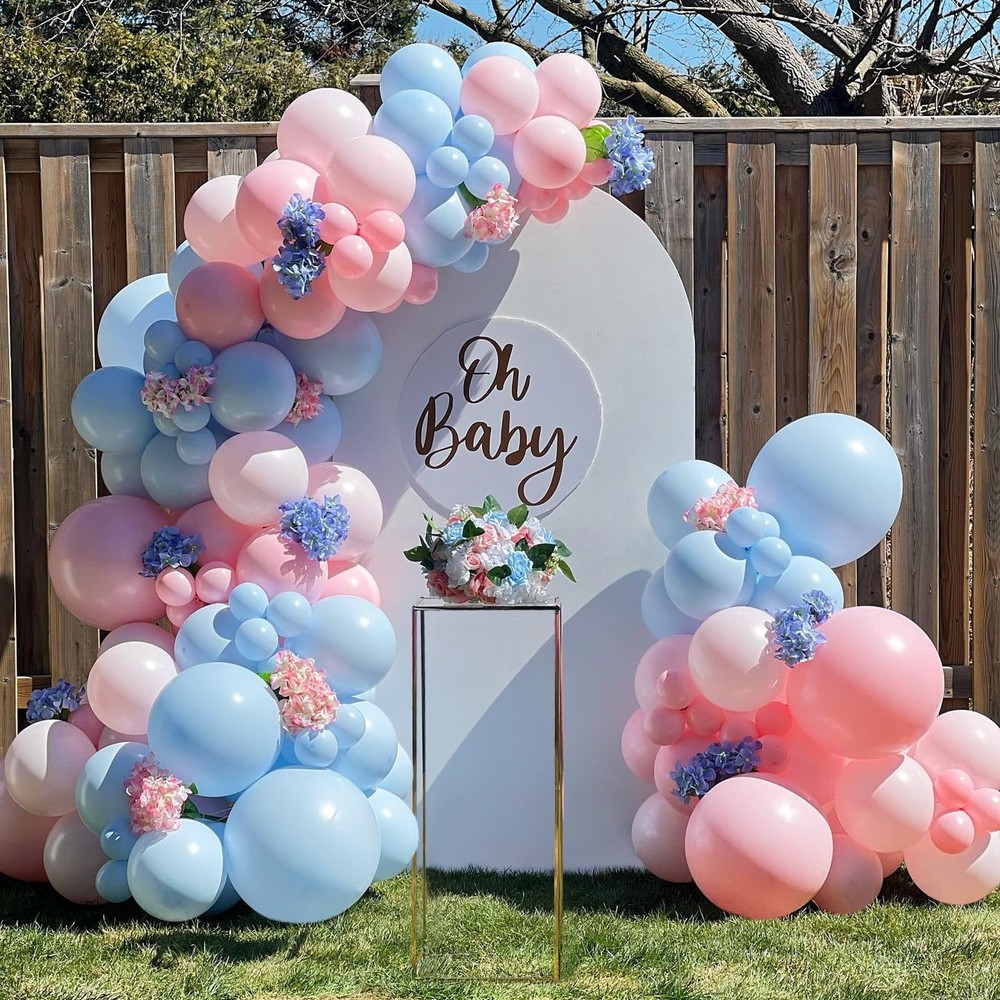 137pc Gender Reveal Balloon Arch Kit, Pink Blue Balloons, Decor for Baby Gen…