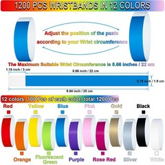 1200 Pcs Plastic Paper Wristbands for Events Neon Color Wrist Bands Concert I…