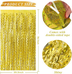 Gold Backdrop Birthday Decorations Foil Curtain Backdrop Gold Streamers Dance Pa