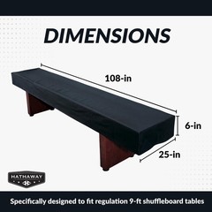 Hathaway 9ft Shuffleboard Table Cover Black Synthetic Leather Dust Spill Protect