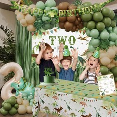 Two Rex Birthday Decorations for Boy, Dinosaur 2nd Birthday Party Supplies,