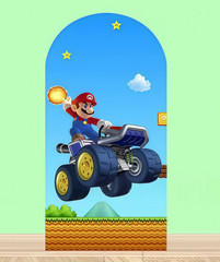 Super Mario Arch Backdrop Cover Birthday Party Photo Background Prop Decoration