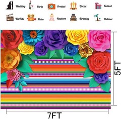 Mexican Theme Party Striped Backdrop Fiesta Cinco De Mayo Paper Flowers Backgrou