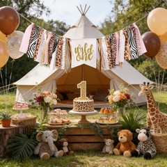 Wild One High Chair Banner – Cheetah 1st Birthday Decorations,Wild Animal Pri…