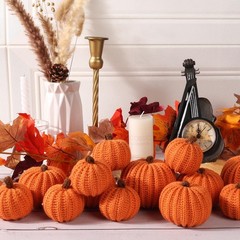 12-Pack Fall Crochet Pumpkins Handmade Fall Decor Set with 2.36, 3.15, 4inch …