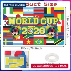 CCINEE 2026 World Cup Soccer Party Backdrop Decorations, 71×43 Inch World Flags