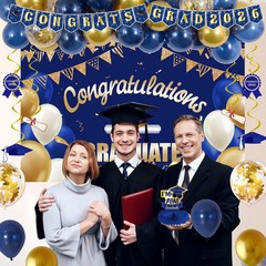 Blue and Gold Graduation Decorations 2026, Class of 2026 Graduation Party Dec…