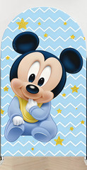 Blue Mickey Mouse Arch Backdrop Cover Baby Shower Birthday Party Decorations