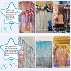 2 Pack Silver Tinsel Foil Curtain Backdrop Party Decorations Photo Booth Props
