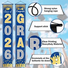 Graduation Decorations 2026 2027- Blue Gold Congrats Grad Porch Banner for Gr…