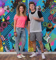 I love 80s Party 3pc Backdrop retro theme photo booth fun accessory decor banner