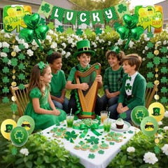 103 PCS St. Patrick’s Day Decorations Kit Party Supplies Set, Shamrock Green