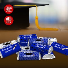 Class of 2025 Graduation Mini Candy Wrapper | Set of 60 Stickers | Blue Theme