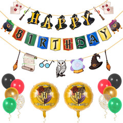 Wizard Birthday Decorations, Magical Happy Birthday Banner with Balloons, Pre-St