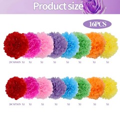 Navy Blue Tissue Paper Pom Poms Hanging Flowers Wedding Party Decor 16 PCS